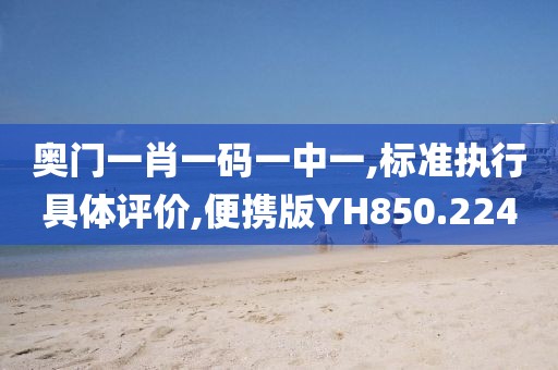 奥门一肖一码一中一,标准执行具体评价,便携版YH850.224