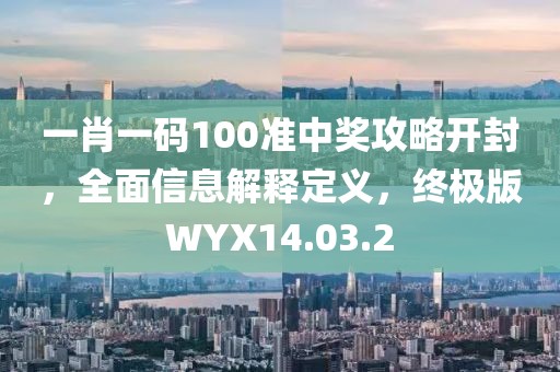 一肖一码100准中奖攻略开封，全面信息解释定义，终极版WYX14.03.2