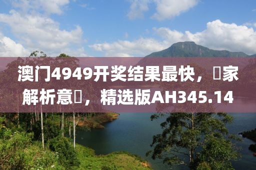 澳门4949开奖结果最快，專家解析意見，精选版AH345.14