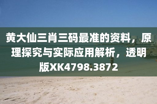 黄大仙三肖三码最准的资料，原理探究与实际应用解析，透明版XK4798.3872