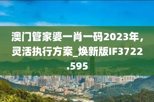 澳门管家婆一肖一码2023年，灵活执行方案_焕新版IF3722.595