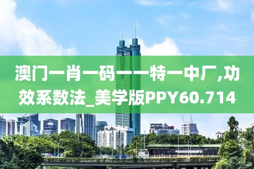 澳门一肖一码一一特一中厂,功效系数法_美学版PPY60.714